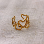 Emilia Gold Hollow Hearts Open Ring