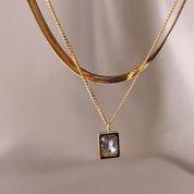 Eliza Clear Gem Double Layer Gold Necklace