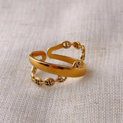 Despina Gold Buckle Double Cross Ring