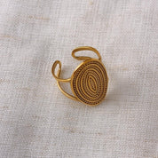 Gold Medallion Textured Ring