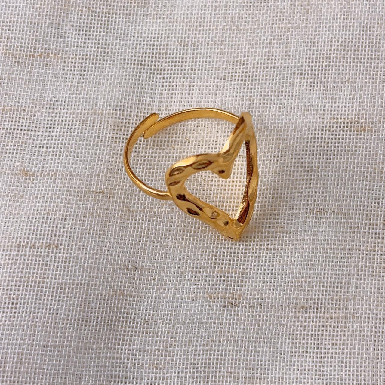 A Place in my Heart Gold Textured Hollow Heart Ring