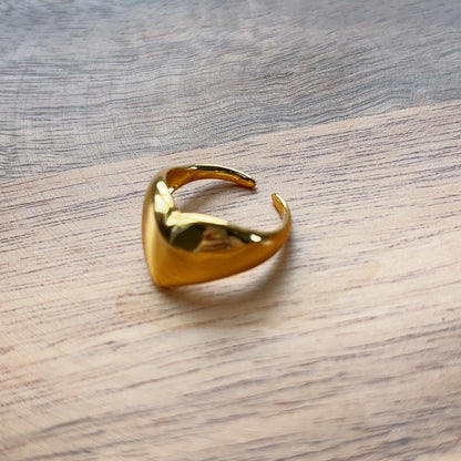 Love Heart chunky gold open ring