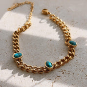 Carla Turquoise Stone Chunky Chain Gold Bracelet