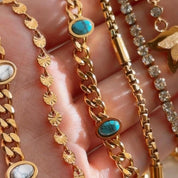 Carla Turquoise Stone Chunky Chain Gold Bracelet