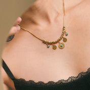 Rennes Gold Coin Turquoise Statement Necklace