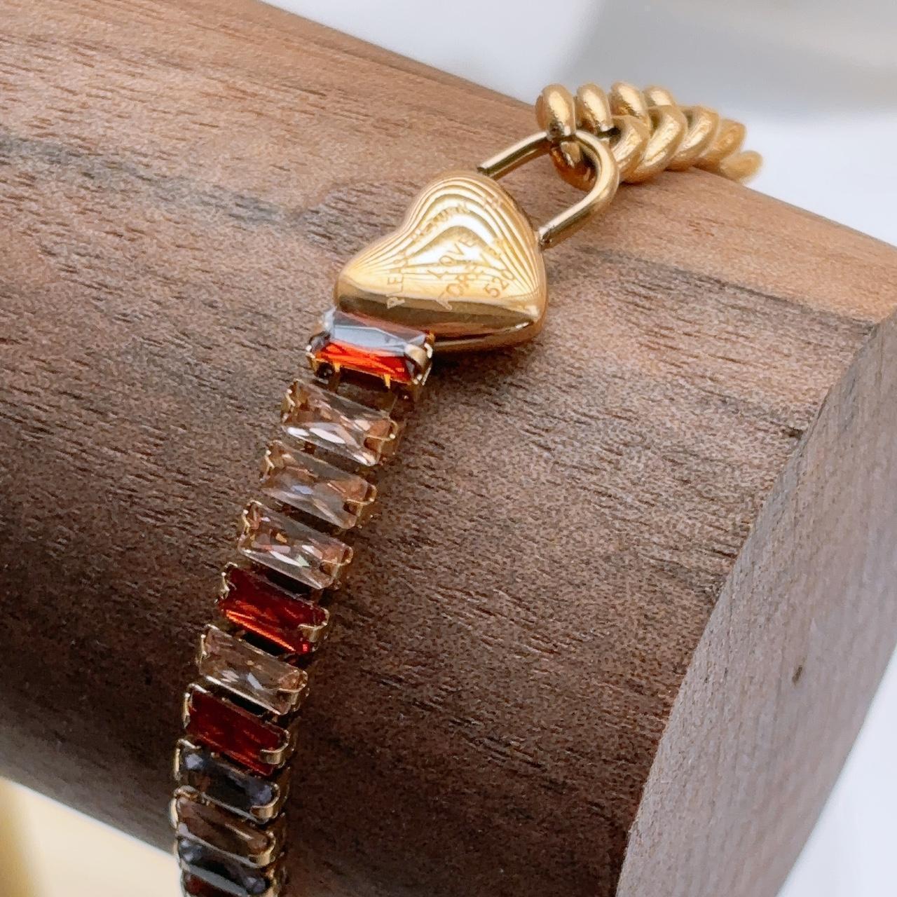 Danette Sunset Mosaic Crystal Heart Bracelet