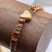 Danette Sunset Mosaic Crystal Heart Bracelet