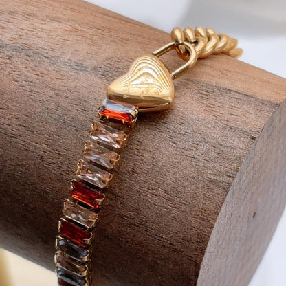 Danette sunset mosaic crystal heart bracelet