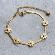 Ditsy Daisy Snake Chain Gold Bracelet