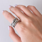 Medusa Wave Silver Chunky Ring