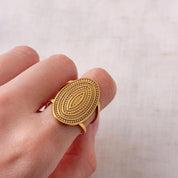 Gold Medallion Textured Ring