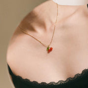 Summer Cherry Pendant Gold Necklace