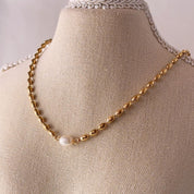 Harriet Pearl Gold Beaded Chain Necklace