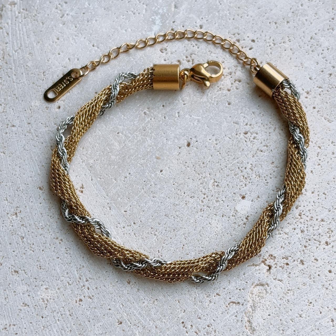 Trissa Gold and Silver Chain Gold Bracelet