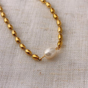Harriet Pearl Gold Beaded Chain Necklace