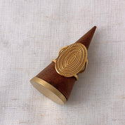 Gold Medallion Textured Ring