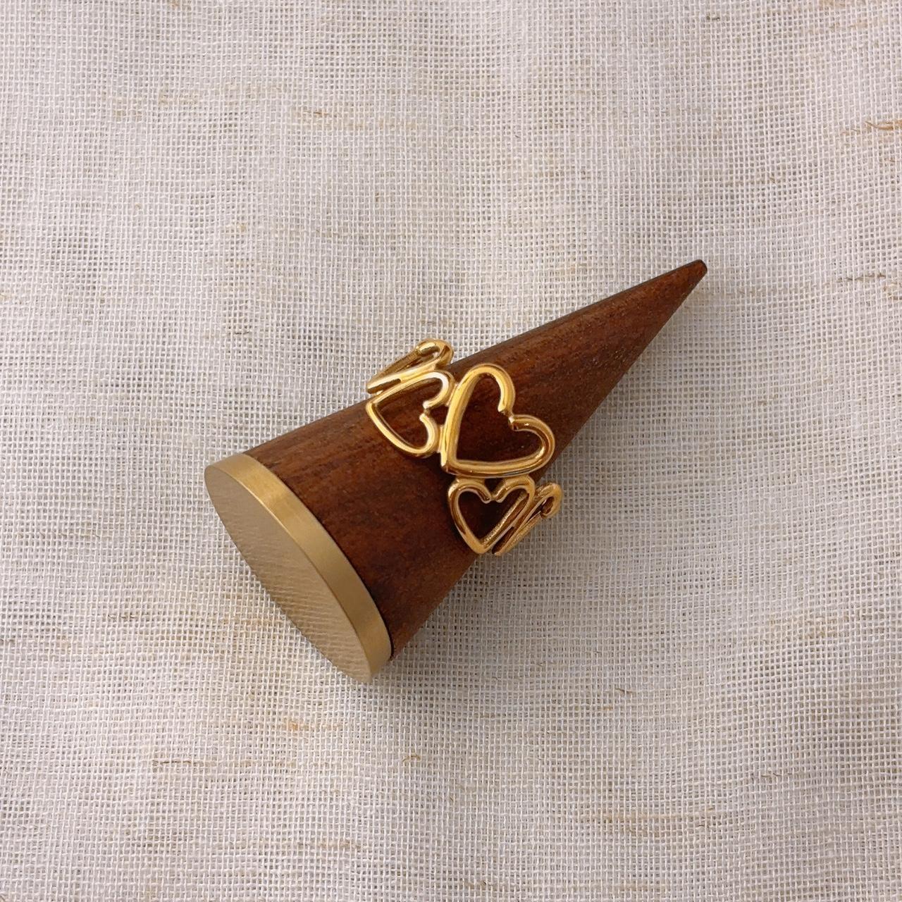 Emilia Gold Hollow Hearts Open Ring