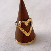 A Place in my Heart Gold Textured Hollow Heart Ring