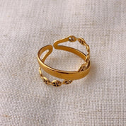 Despina Gold Buckle Double Cross Ring