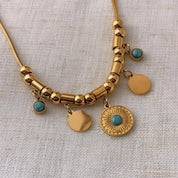 Rennes Gold Coin Turquoise Statement Necklace