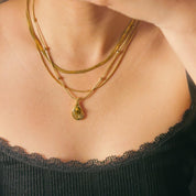 Tiger Stone Avocado Gold Pendant Necklace