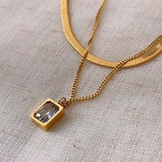 Eliza Clear Gem Double Layer Gold Necklace