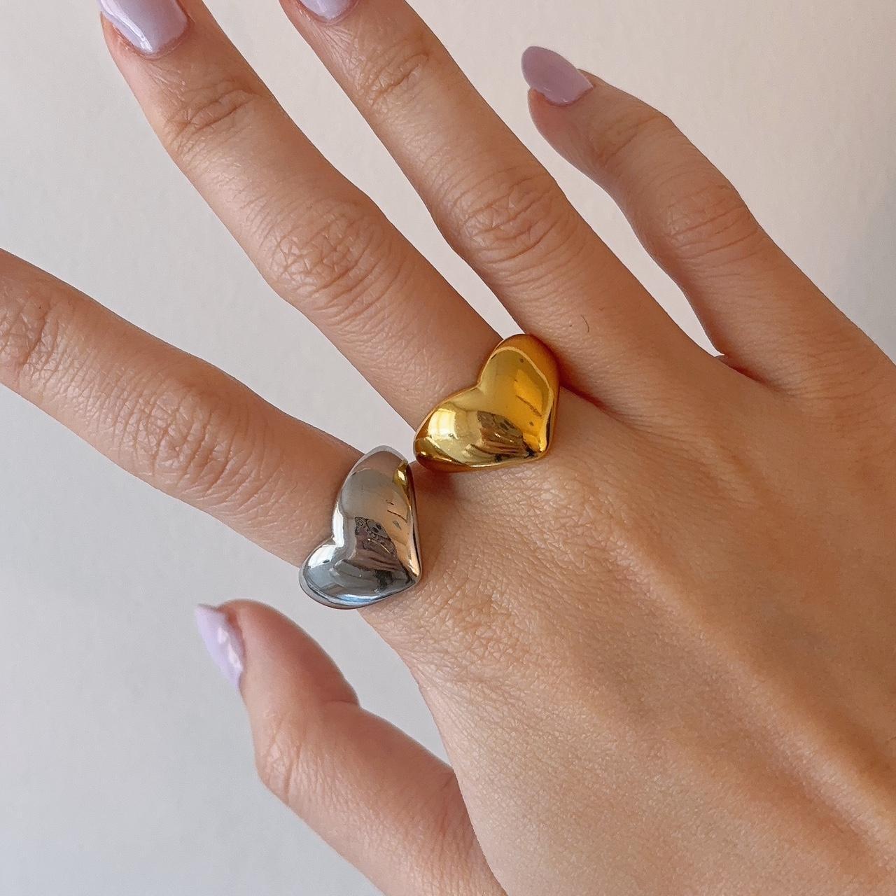 Love Heart chunky silver open ring