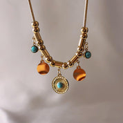 Rennes Gold Coin Turquoise Statement Necklace