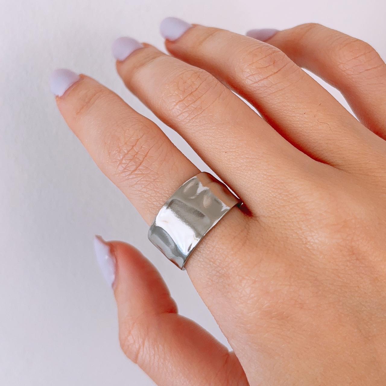 Cora silver hammered chunky open ring