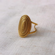 Gold Medallion Textured Ring
