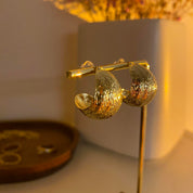 Luna Gold Hammered Teardrop Stud Earrings