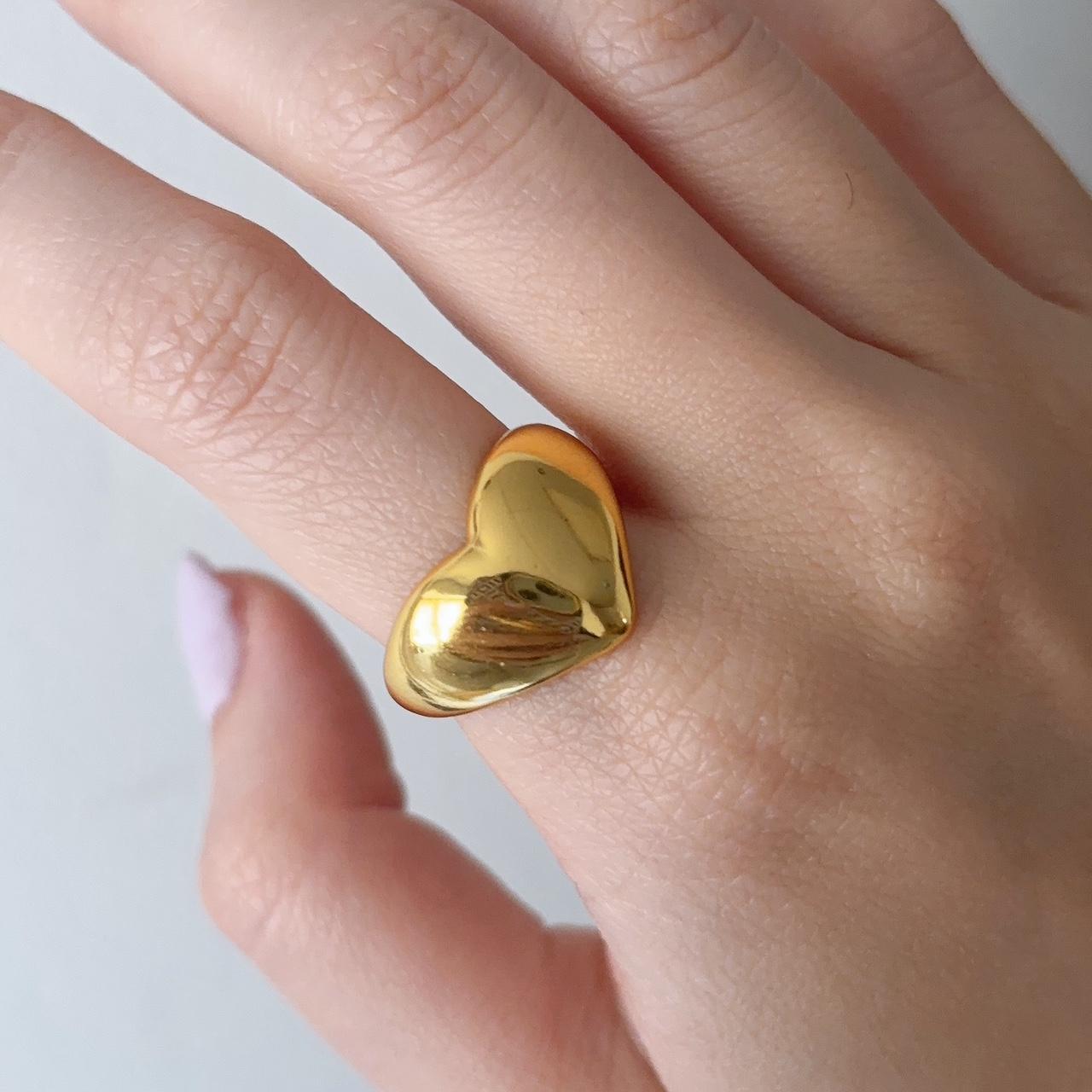 Love Heart chunky gold open ring