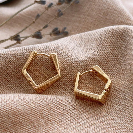 Geometric gold hoop earrings