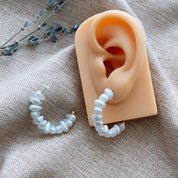 Moon Pearl Crescent Hoop Stud Earrings