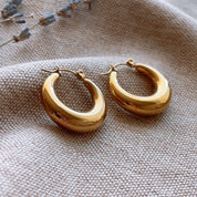 Polished Gold Chunky Hoop Earrings