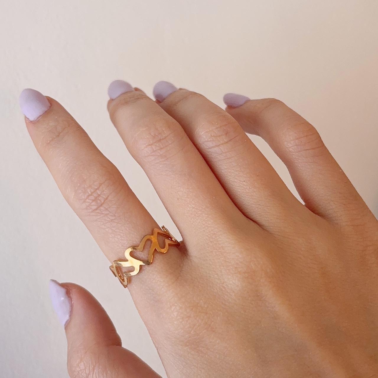 Doll elegant hollow heart gold ring