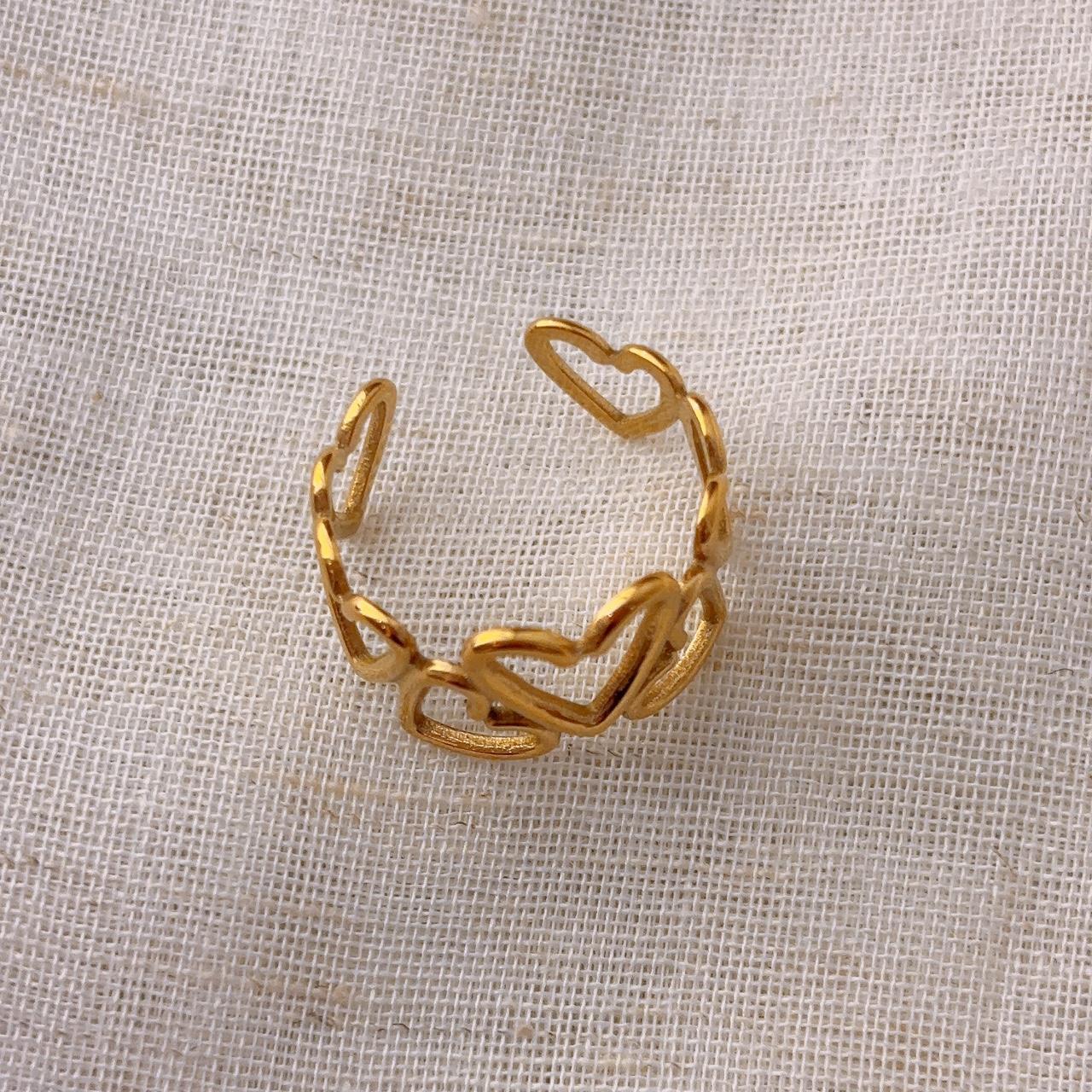 Emilia Gold Hollow Hearts Open Ring