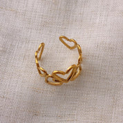 Emilia Gold Hollow Hearts Open Ring