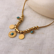 Rennes Gold Coin Turquoise Statement Necklace