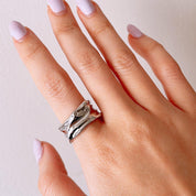 Medusa Wave Silver Chunky Ring