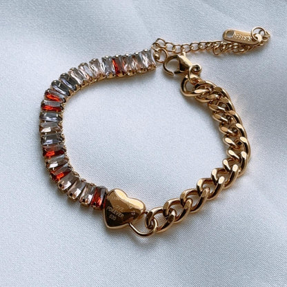 Danette sunset mosaic crystal heart bracelet