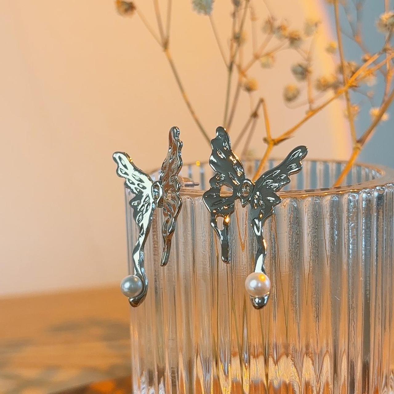 Aimena melting butterfly silver stud earrings