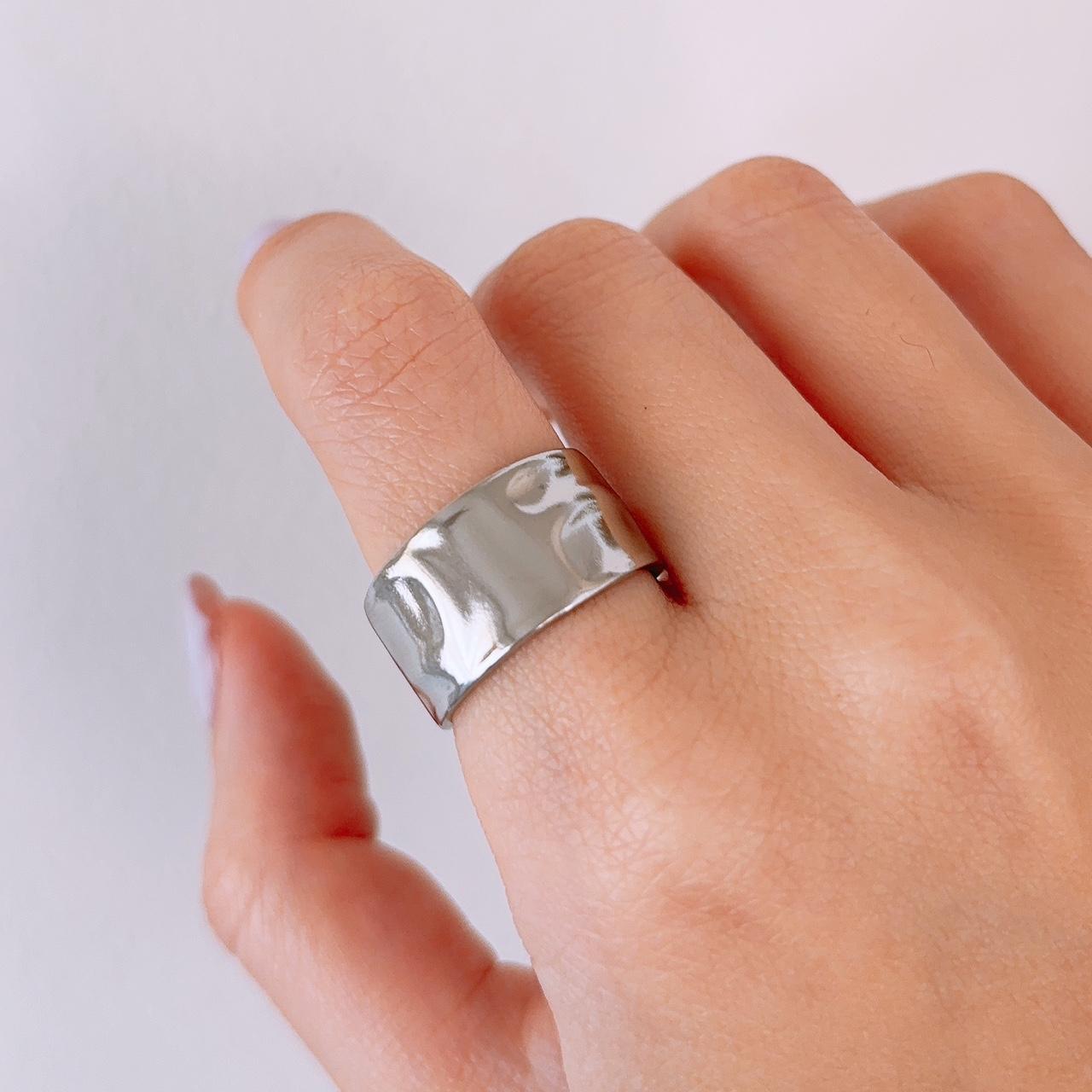 Cora silver hammered chunky open ring