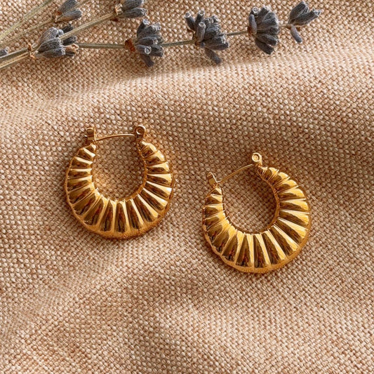 Chunky crescent croissant hoop earring