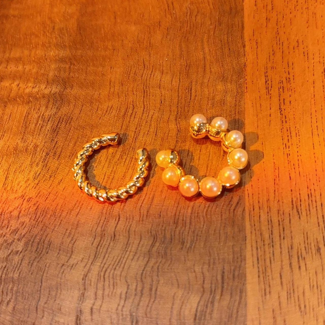 Ariel twisty gold and pearl beaded ear cuffs