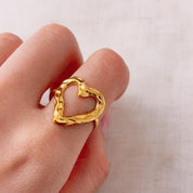 A Place in my Heart Gold Textured Hollow Heart Ring