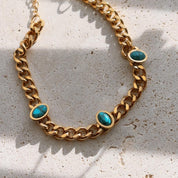Carla Turquoise Stone Chunky Chain Gold Bracelet