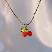 Summer Cherry Pendant Gold Necklace