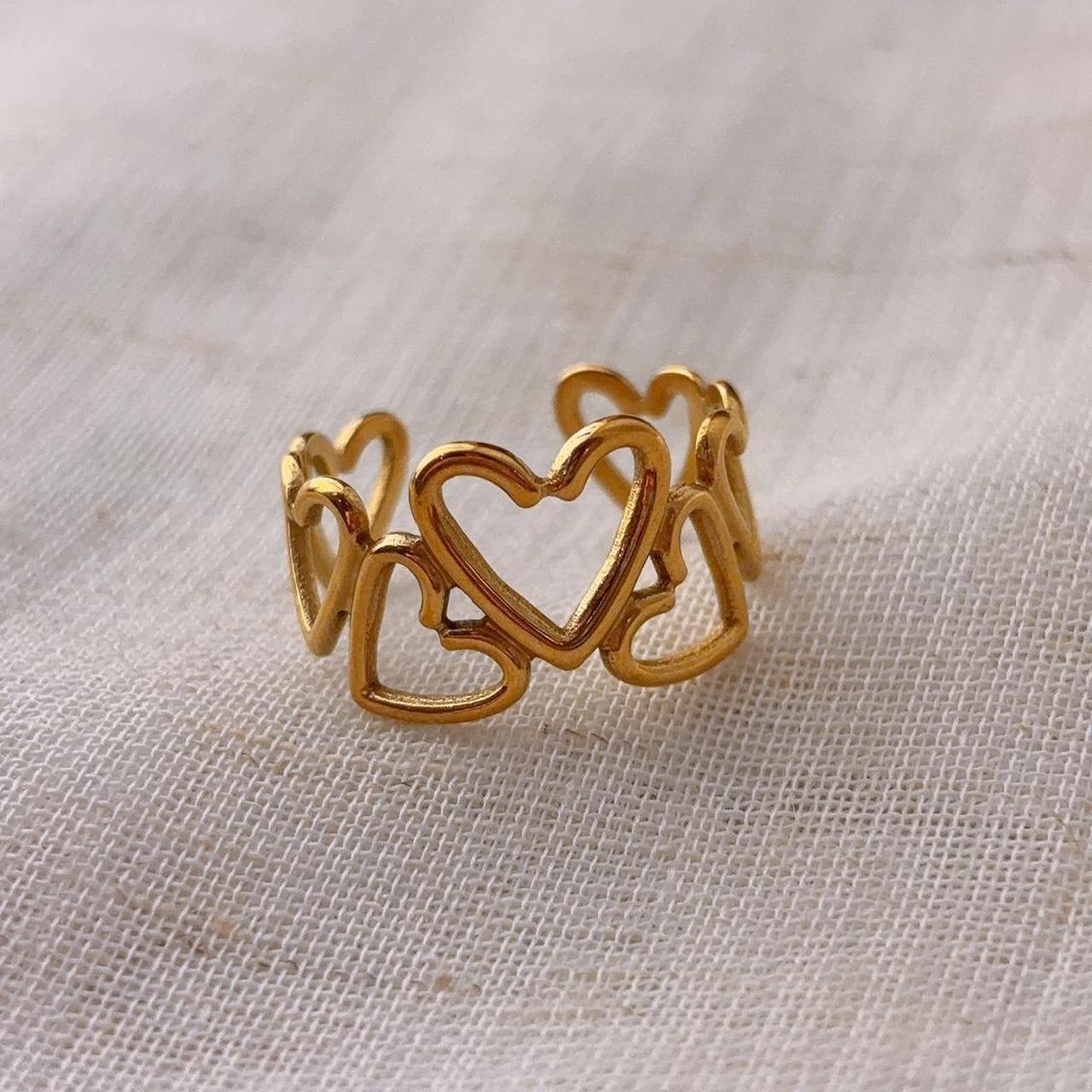 Emilia Gold Hollow Hearts Open Ring