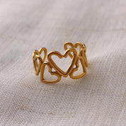 Emilia Gold Hollow Hearts Open Ring